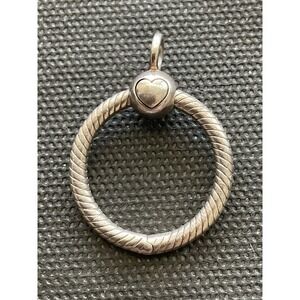 Pandora Moments sterling silver small O pendant charm carrier ALE 925